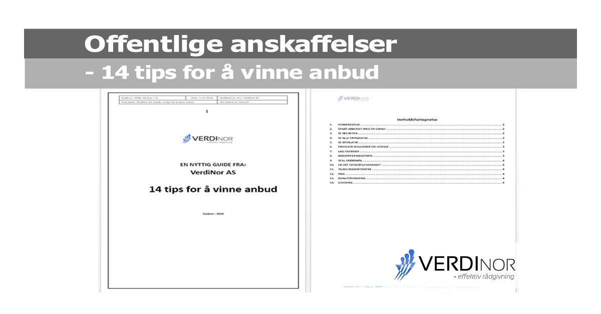 VerdiNor - 14 tips for å vinne anbud!